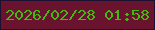 文字の大きさ：4、枠の色：1d1131、背景の色：69132f、文字の色：43b80d 無料ブログパーツのブログ時計