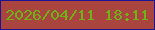 文字の大きさ：1、枠の色：1d1494、背景の色：aa443e、文字の色：6eb218 無料ブログパーツのブログ時計