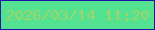 文字の大きさ：5、枠の色：1d14a9、背景の色：52e291、文字の色：a0d36a 無料ブログパーツのブログ時計