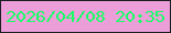 文字の大きさ：2、枠の色：1d1c23、背景の色：eb9ed7、文字の色：19ff65 無料ブログパーツのブログ時計