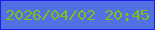 文字の大きさ：5、枠の色：1d1ceb、背景の色：5070e3、文字の色：82bd1b 無料ブログパーツのブログ時計