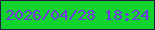 文字の大きさ：1、枠の色：1d1e40、背景の色：14d22e、文字の色：7036e9 無料ブログパーツのブログ時計