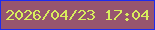 文字の大きさ：3、枠の色：1d2bee、背景の色：97556e、文字の色：d8ee5d 無料ブログパーツのブログ時計