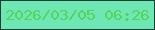 文字の大きさ：2、枠の色：1d3c36、背景の色：6de7b4、文字の色：57d25b 無料ブログパーツのブログ時計