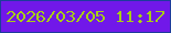 文字の大きさ：1、枠の色：1d3c9c、背景の色：7118e9、文字の色：a8cf14 無料ブログパーツのブログ時計