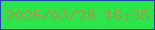 文字の大きさ：4、枠の色：1d45ab、背景の色：2de449、文字の色：a29856 無料ブログパーツのブログ時計