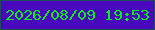 文字の大きさ：2、枠の色：1d4e5a、背景の色：4908be、文字の色：05ef1c 無料ブログパーツのブログ時計