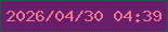 文字の大きさ：1、枠の色：1d5848、背景の色：681e68、文字の色：ef7595 無料ブログパーツのブログ時計