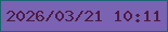 文字の大きさ：5、枠の色：1d6470、背景の色：7a63b2、文字の色：4f1a44 無料ブログパーツのブログ時計