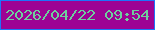 文字の大きさ：3、枠の色：1d74fa、背景の色：9d0394、文字の色：6ecf9d 無料ブログパーツのブログ時計