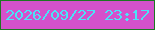文字の大きさ：5、枠の色：1d7722、背景の色：d451cb、文字の色：4ae4f7 無料ブログパーツのブログ時計