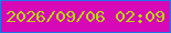 文字の大きさ：4、枠の色：1d77e9、背景の色：d708b6、文字の色：bbd60a 無料ブログパーツのブログ時計