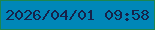 文字の大きさ：3、枠の色：1d864f、背景の色：0087b8、文字の色：16234a 無料ブログパーツのブログ時計