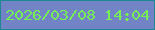 文字の大きさ：4、枠の色：1d8792、背景の色：7284c6、文字の色：76ee56 無料ブログパーツのブログ時計