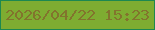 文字の大きさ：5、枠の色：1d8850、背景の色：7eac31、文字の色：82742d 無料ブログパーツのブログ時計