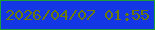 文字の大きさ：3、枠の色：1d9d36、背景の色：1437e5、文字の色：6a7a02 無料ブログパーツのブログ時計