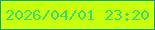 文字の大きさ：5、枠の色：1d9d7b、背景の色：c8ff0a、文字の色：3adb70 無料ブログパーツのブログ時計