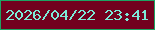 文字の大きさ：5、枠の色：1da462、背景の色：72011e、文字の色：7cebd8 無料ブログパーツのブログ時計