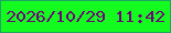 文字の大きさ：3、枠の色：1da661、背景の色：14fc1f、文字の色：6d0676 無料ブログパーツのブログ時計