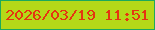 文字の大きさ：1、枠の色：1da95c、背景の色：b5d818、文字の色：e53411 無料ブログパーツのブログ時計