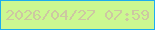 文字の大きさ：1、枠の色：1dadef、背景の色：ccf891、文字の色：cdc7a2 無料ブログパーツのブログ時計