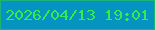文字の大きさ：1、枠の色：1db475、背景の色：0593c0、文字の色：37ea4d 無料ブログパーツのブログ時計