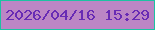文字の大きさ：2、枠の色：1dc2a2、背景の色：bc86c5、文字の色：682bb4 無料ブログパーツのブログ時計