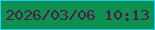 文字の大きさ：2、枠の色：1dd0f5、背景の色：0e9051、文字の色：4a1c46 無料ブログパーツのブログ時計