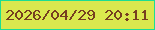 文字の大きさ：4、枠の色：1ddd92、背景の色：dae84e、文字の色：763f20 無料ブログパーツのブログ時計