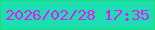 文字の大きさ：2、枠の色：1dde6e、背景の色：1ddeb3、文字の色：e517f3 無料ブログパーツのブログ時計