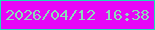 文字の大きさ：3、枠の色：1ddeb7、背景の色：e706f7、文字の色：8cddb9 無料ブログパーツのブログ時計