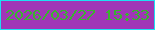 文字の大きさ：2、枠の色：1de0f3、背景の色：a036b7、文字の色：39b42f 無料ブログパーツのブログ時計