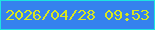 文字の大きさ：4、枠の色：1de3e1、背景の色：3582ee、文字の色：d8e71f 無料ブログパーツのブログ時計