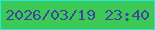 文字の大きさ：4、枠の色：1deae0、背景の色：3cc956、文字の色：3d479f 無料ブログパーツのブログ時計