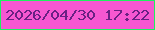 文字の大きさ：3、枠の色：1df15e、背景の色：f657d1、文字の色：6a2084 無料ブログパーツのブログ時計