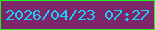 文字の大きさ：2、枠の色：1df31f、背景の色：7d276a、文字の色：1dccfa 無料ブログパーツのブログ時計