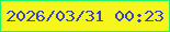 文字の大きさ：5、枠の色：1df367、背景の色：f6f51c、文字の色：3643cc 無料ブログパーツのブログ時計