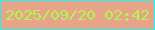 文字の大きさ：1、枠の色：1df4f3、背景の色：e8a488、文字の色：adf852 無料ブログパーツのブログ時計