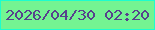 文字の大きさ：1、枠の色：1dfdce、背景の色：74f492、文字の色：57428c 無料ブログパーツのブログ時計