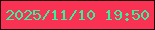 文字の大きさ：4、枠の色：1e000d、背景の色：f93253、文字の色：34f2a0 無料ブログパーツのブログ時計
