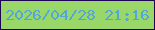 文字の大きさ：3、枠の色：1e0455、背景の色：99d769、文字の色：54a5dc 無料ブログパーツのブログ時計