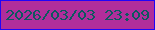 文字の大きさ：4、枠の色：1e04f9、背景の色：b02e9b、文字の色：0e585f 無料ブログパーツのブログ時計