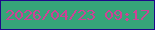 文字の大きさ：2、枠の色：1e078a、背景の色：36a479、文字の色：cd4296 無料ブログパーツのブログ時計