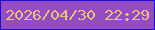 文字の大きさ：1、枠の色：1e08da、背景の色：954cc2、文字の色：ebc079 無料ブログパーツのブログ時計