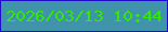 文字の大きさ：2、枠の色：1e0cc8、背景の色：3f93aa、文字の色：33e707 無料ブログパーツのブログ時計