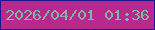 文字の大きさ：4、枠の色：1e1593、背景の色：b8288f、文字の色：7fb79f 無料ブログパーツのブログ時計
