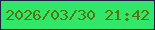 文字の大きさ：2、枠の色：1e1d42、背景の色：31e769、文字の色：57740d 無料ブログパーツのブログ時計