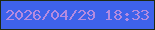 文字の大きさ：5、枠の色：1e2a10、背景の色：3e62ea、文字の色：b48be0 無料ブログパーツのブログ時計