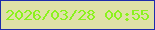 文字の大きさ：5、枠の色：1e2cac、背景の色：dfe1a7、文字の色：8bf21d 無料ブログパーツのブログ時計