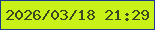 文字の大きさ：4、枠の色：1e388d、背景の色：c8f117、文字の色：3a4720 無料ブログパーツのブログ時計
